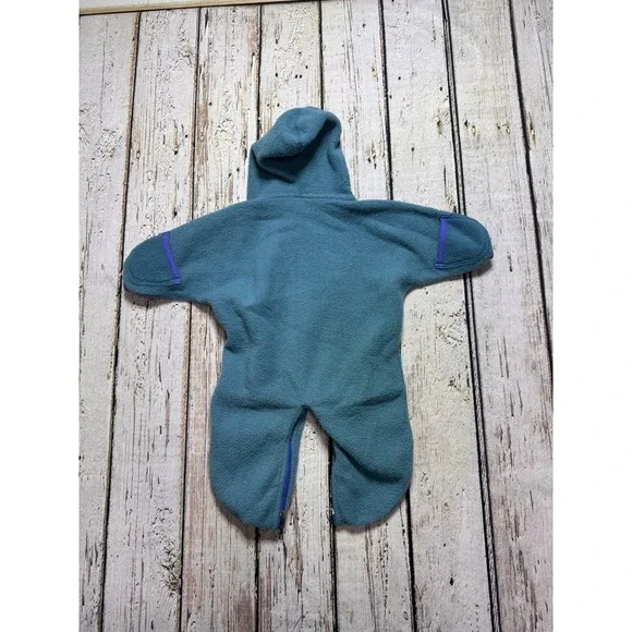 PATAGONIA VTG Synchilla 90's Blue Fleece Zip Bunting Snow Suit Infant S 0-12lbs